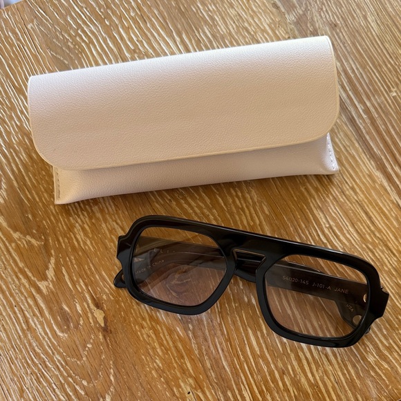 Elise Johnson Black Aviator Glasses